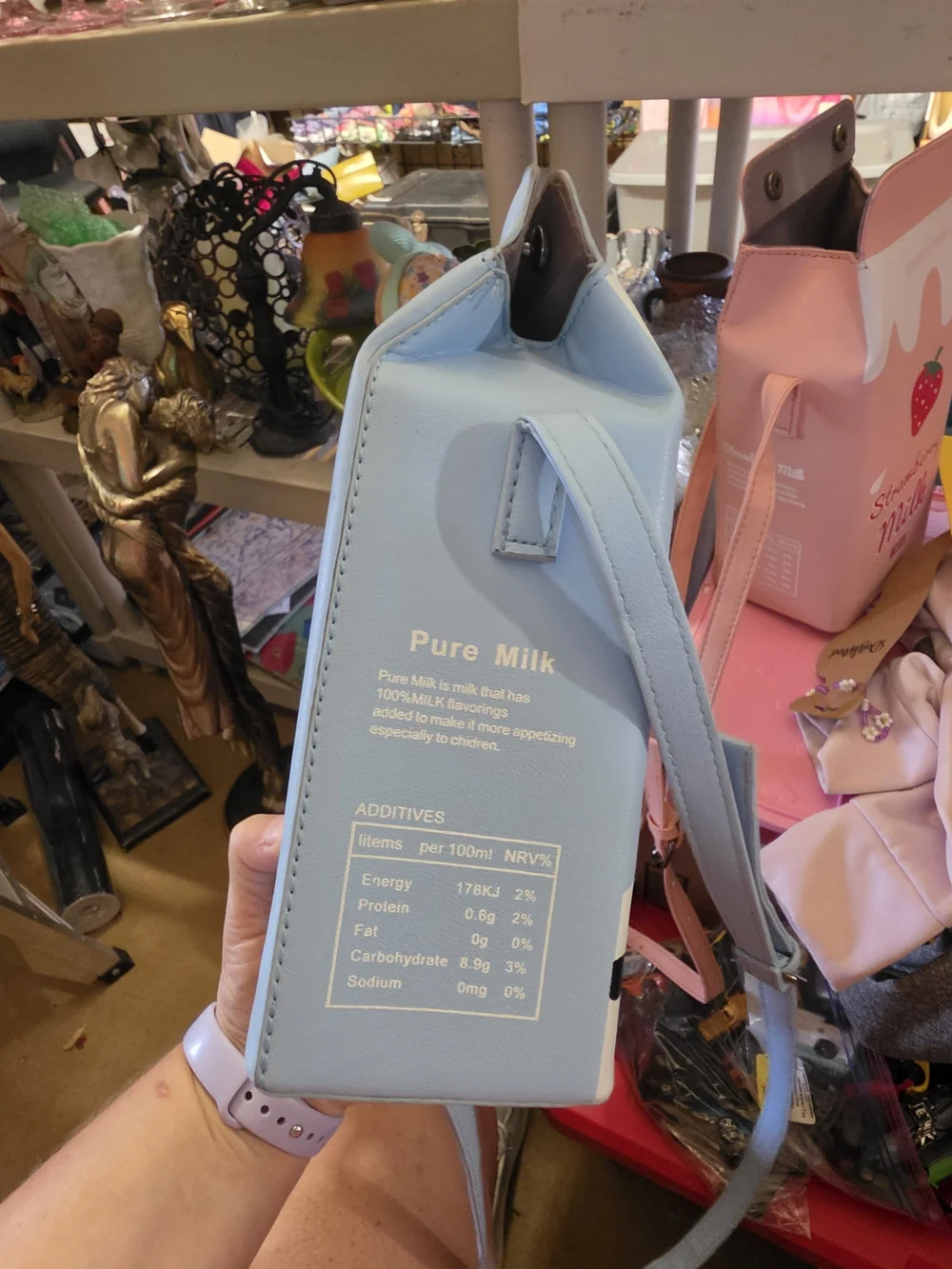 Kids Light Blue 'Pure Milk' Crossbody Bag with Playful Print